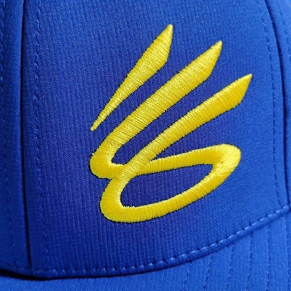 Under Armour UA Curry Flow 9 Baseball Cap Hat Golden State Warriors Blue Gold - Picture 10 of 10